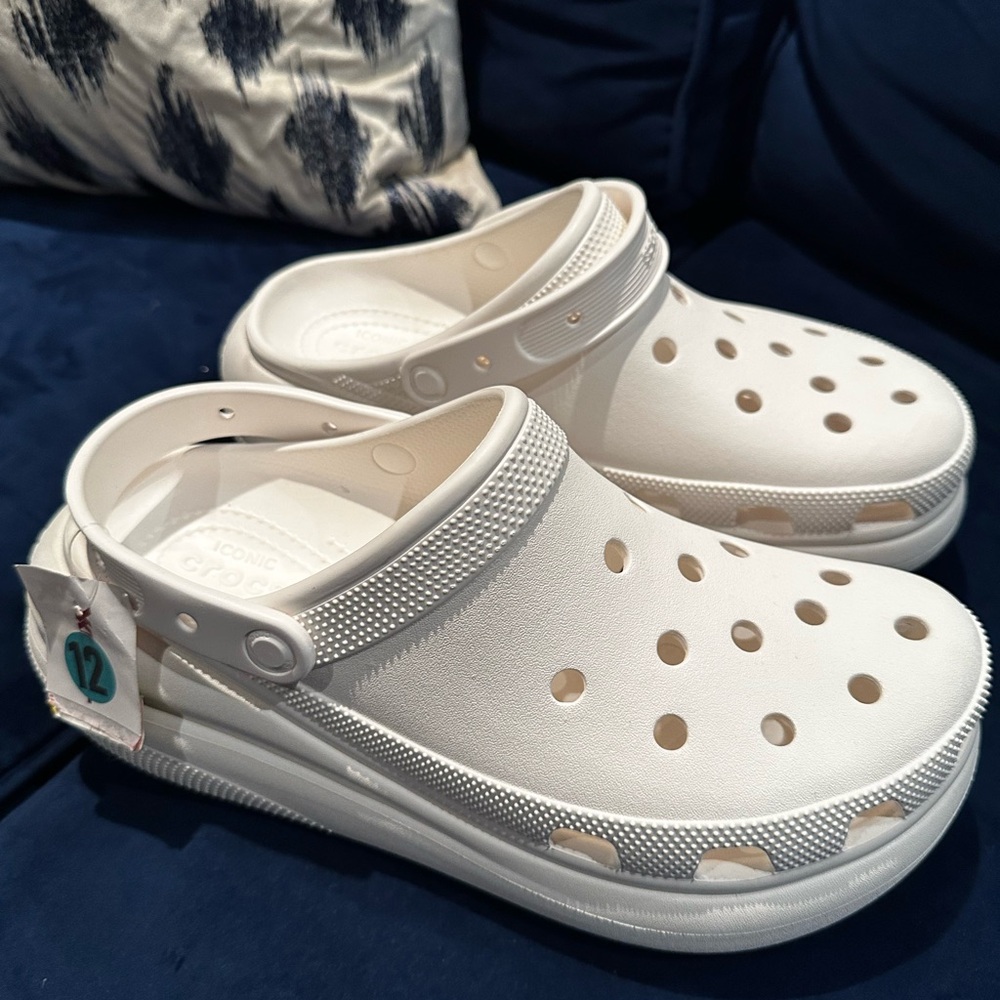 Crocs Classic Crush Platform Clog Shoe White Slingback Size Men’s 12